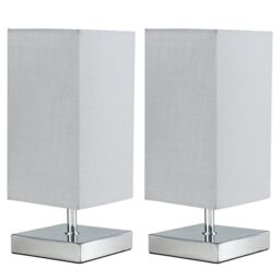 ValueLights Yuko Pair of Silver Table Lamps Touch On/Off Dimmable - thumbnail 2