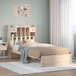 Berkfield Home Bookcase Bed without Mattress 75x190cm Small Single Solid Wood Pine in Brown - thumbnail 1