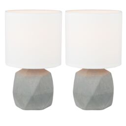 First Choice Lighting Set of 2 Wilson - Concrete Lamps in Grey