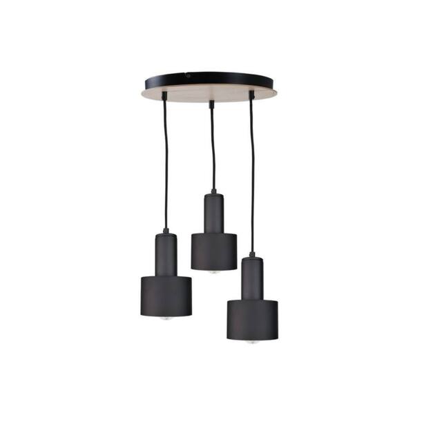 Netlighting Luce Cluster Pendant Ceiling Light Black Wood 30cm 3x E27