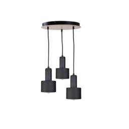 Netlighting Luce Cluster Pendant Ceiling Light Black Wood 30cm 3x E27