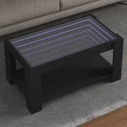Berkfield Home Coffee Table with LED Black 93x53x45 cm Engineered Wood - Size: 93 x 53 x 45 cm - thumbnail 2