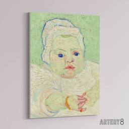 "Artery8 Roulins Baby Portrait Van Gogh Vintage Canvas Wall Art in Green - Size: W18"" x H24""" - thumbnail 2