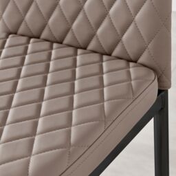 FurnitureboxUK Set of 4 Milan High Back Soft Touch Diamond Pattern Faux Leather Dining Chairs With Black Powder Coated Metal Legs in Beige - thumbnail 4