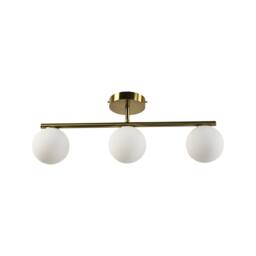 First Choice Lighting Set of 2 Grosvenor - Satin Brass 3 Light Bars with Glass Globes in Gold - thumbnail 2