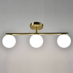 First Choice Lighting Set of 2 Grosvenor - Satin Brass 3 Light Bars with Glass Globes in Gold - thumbnail 3