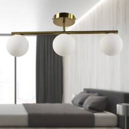 First Choice Lighting Set of 2 Grosvenor - Satin Brass 3 Light Bars with Glass Globes in Gold - thumbnail 5