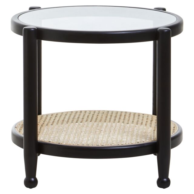 Orsina Cebu Rattan & Glass Side Table in Black - image 1
