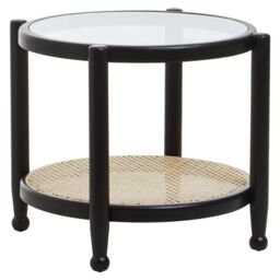 Orsina Cebu Rattan & Glass Side Table in Black - thumbnail 2