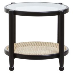 Orsina Cebu Rattan & Glass Side Table in Black