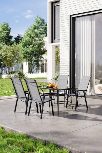 Garden Sanctuary 4-Seater Outdoor Garden Metallic Dining Table Set in Black - image 1