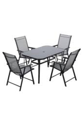 Garden Sanctuary 4-Seater Outdoor Garden Metallic Dining Table Set in Black - thumbnail 3