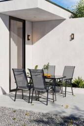 Garden Sanctuary 4-Seater Outdoor Garden Metallic Dining Table Set in Black - thumbnail 2