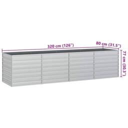 Berkfield Home Garden Raised Bed 320x80x77 cm Galvanized Steel Silver - Size: 320 x 80 x 77 cm - thumbnail 7