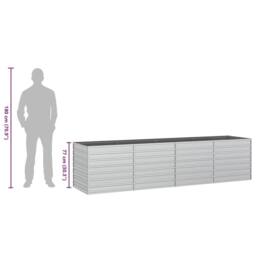 Berkfield Home Garden Raised Bed 320x80x77 cm Galvanized Steel Silver - Size: 320 x 80 x 77 cm - thumbnail 8