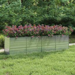 Berkfield Home Garden Raised Bed 320x80x77 cm Galvanized Steel Silver - Size: 320 x 80 x 77 cm - thumbnail 2