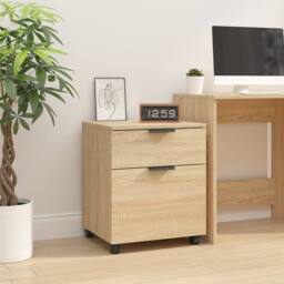 Berkfield Home Mobile File Cabinet with Wheels Sonoma Oak 45x38x54 cm Engineered Wood in Light Brown - Size: 45 x 38 x 54 cm - thumbnail 2