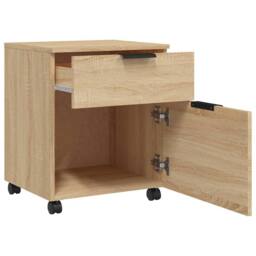 Berkfield Home Mobile File Cabinet with Wheels Sonoma Oak 45x38x54 cm Engineered Wood in Light Brown - Size: 45 x 38 x 54 cm - thumbnail 4