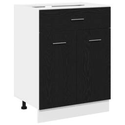 Berkfield Home Black Oak Drawer Base Cabinet - 60x46x81.5 cm Made from Wood - thumbnail 1