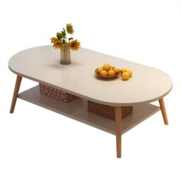 FORGEVIO Modern Space-Saving Double-Layer Coffee Table for Living Rooms in White - thumbnail 6