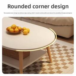 FORGEVIO Modern Space-Saving Double-Layer Coffee Table for Living Rooms in White - thumbnail 4