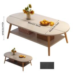 FORGEVIO Modern Space-Saving Double-Layer Coffee Table for Living Rooms in White - thumbnail 2