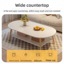 FORGEVIO Modern Space-Saving Double-Layer Coffee Table for Living Rooms in White - thumbnail 5