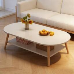 FORGEVIO Modern Space-Saving Double-Layer Coffee Table for Living Rooms in White - thumbnail 3
