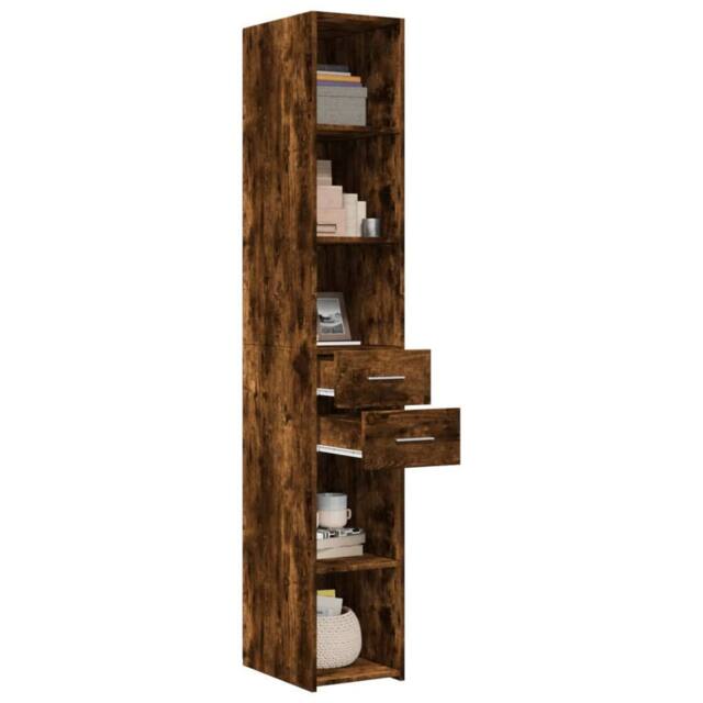 Berkfield Home Highboard Smoked Oak 30x42.5x185 cm Engineered Wood in Brown - image 1