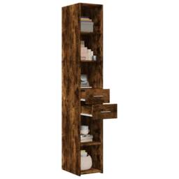 Berkfield Home Highboard Smoked Oak 30x42.5x185 cm Engineered Wood in Brown - thumbnail 1