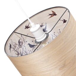 Happy Homewares Bamboo Wood Effect Lamp Shade with Inner Lining of Birds & Trees in Light Brown - Size: 12 inches - thumbnail 5