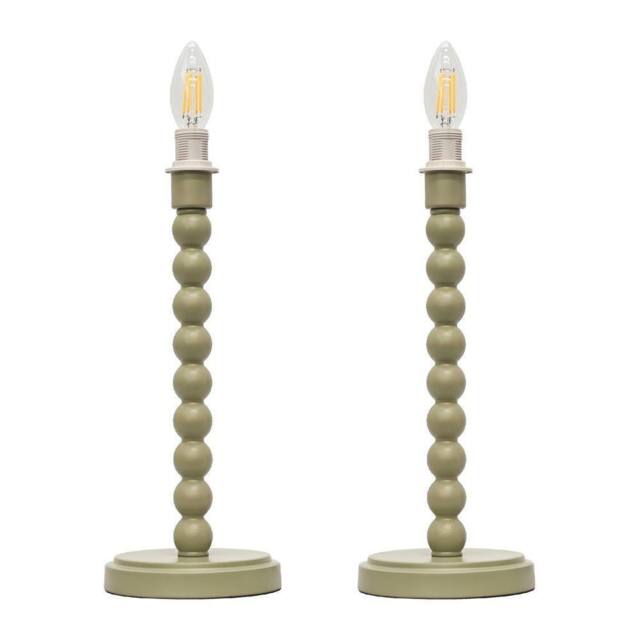 First Choice Lighting Set of 2 Bobbin - Sage Green Table Lamp Bases - image 1