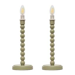 First Choice Lighting Set of 2 Bobbin - Sage Green Table Lamp Bases - thumbnail 1
