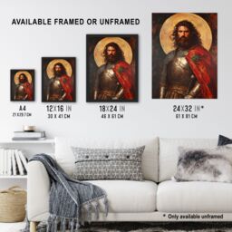 "Artery8 William Wallace Scottish Knight Portrait Painting Wall Art Print in Red - Size: W24"" x H32""" - thumbnail 3