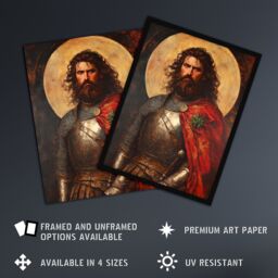 "Artery8 William Wallace Scottish Knight Portrait Painting Wall Art Print in Red - Size: W24"" x H32""" - thumbnail 2