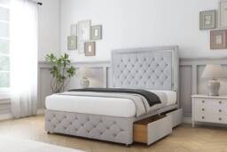 "Comfort Beds Sofia Chrome Naples Divan Base 2 Drawers - 26"" Headboard-Footboard in Silver - Size: Small Double" - thumbnail 1