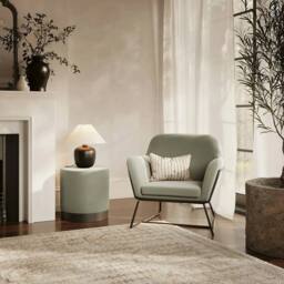 FORGEVIO Velvet Pouffe Small Multipurpose Design with Matte Black Base in Green - thumbnail 3