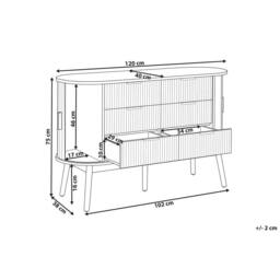 Wyld and Coco 6-Drawer Chest in Light Brown with Solid Pine Legs and Sliding Doors - thumbnail 3