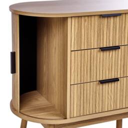 Wyld and Coco 6-Drawer Chest in Light Brown with Solid Pine Legs and Sliding Doors - thumbnail 8