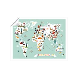"Warren Reed - Designer Cartoon Animal World Map Unframed Art Print - Size: W12"" x H16""" - thumbnail 1