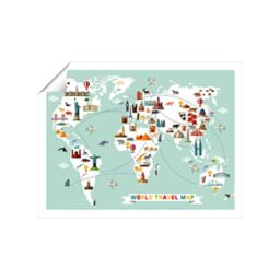 "Warren Reed - Designer Cartoon Animal World Map Unframed Art Print - Size: W12"" x H16""" - thumbnail 2