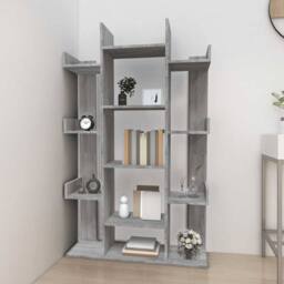 Berkfield Home Book Cabinet Grey Sonoma 86x25.5x140 cm Engineered Wood - thumbnail 3