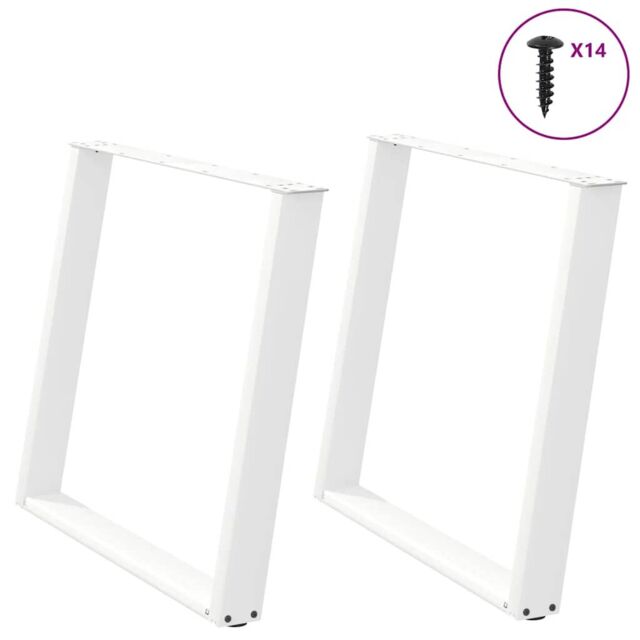 Berkfield Home vidXL Dining Table Legs U-Shaped 2 pcs White 90x(72-73) cm Steel - image 1