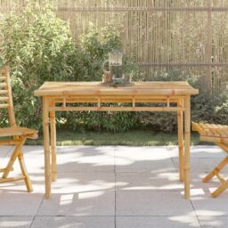 Berkfield Home Garden Dining Table 110x55x75 cm Bamboo in Brown - Size: 110 x 55 x 75 cm