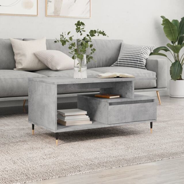 Berkfield Home Coffee Table Concrete Grey 90x49x45 cm Engineered Wood - Size: 90 x 49 x 45 cm - image 1