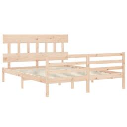 Berkfield Home Bed Frame with Headboard 160x200 cm Solid Wood in Natural - thumbnail 5