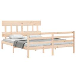 Berkfield Home Bed Frame with Headboard 160x200 cm Solid Wood in Natural - thumbnail 4