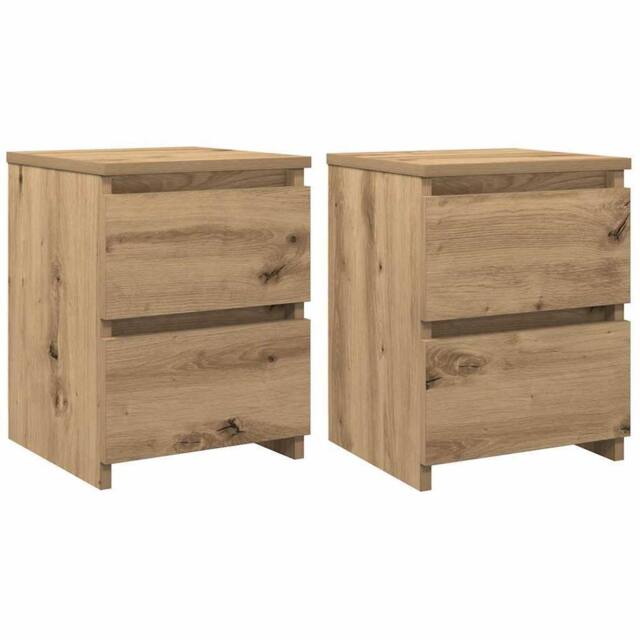 Berkfield Home Bedside Cabinets¬†2 pcs Aritisan Oak 30x30x40 cm Engineered Wood in Brown - Size: 30 x 30 x 40 cm - image 1