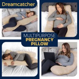 Dreamcatcher Women's Cream Pregnancy Pillow, U Shaped Shredded Memory Foam Maternity Pillow Machine Washable & Removable Velvet Cover - thumbnail 6