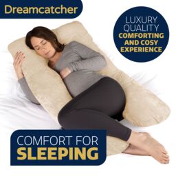 Dreamcatcher Women's Cream Pregnancy Pillow, U Shaped Shredded Memory Foam Maternity Pillow Machine Washable & Removable Velvet Cover - thumbnail 3